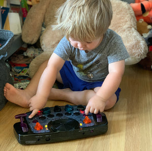 Toddler playing with Blipblox After Dark